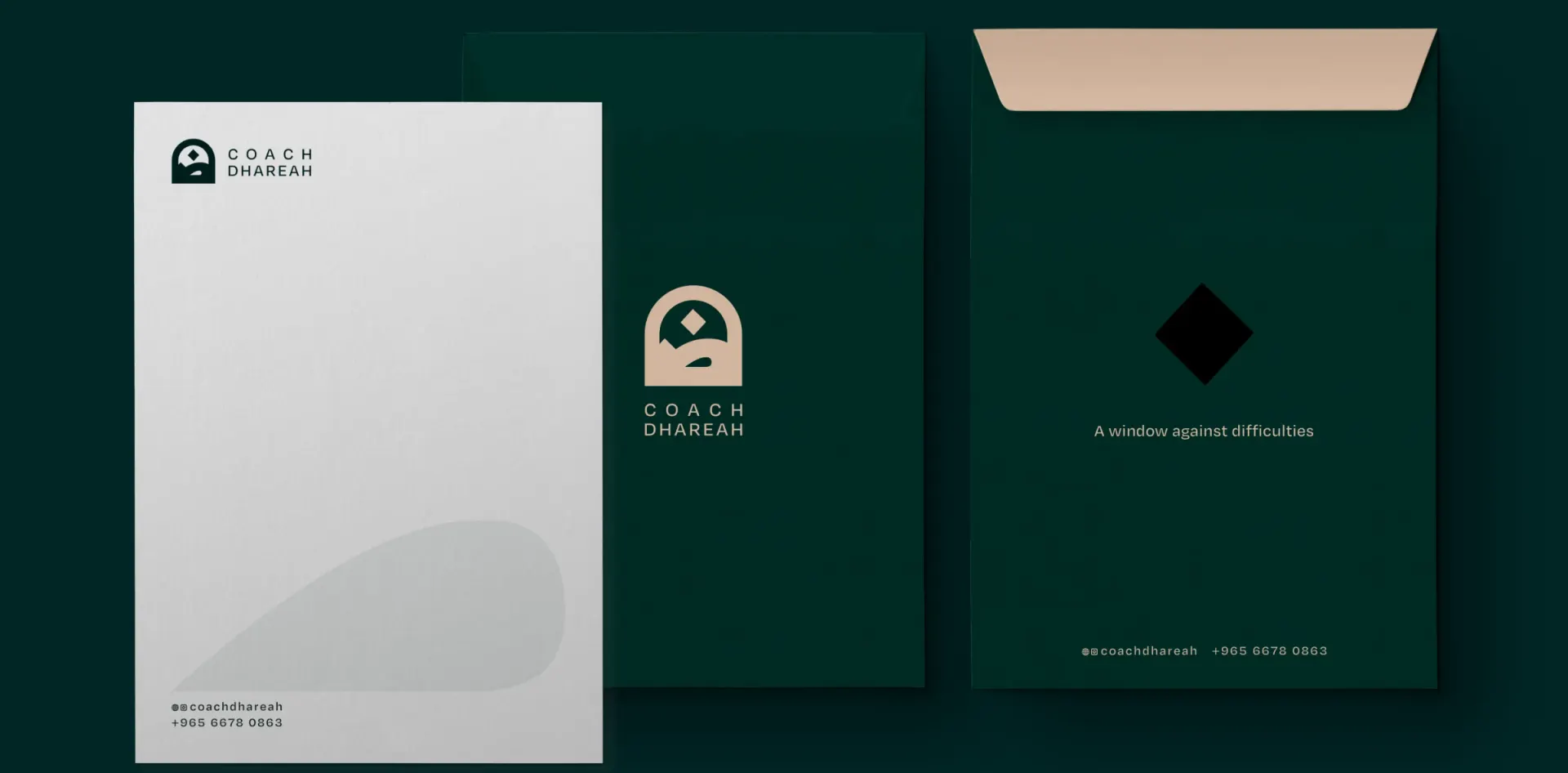 Coach Dhareah letterhead and envelope
