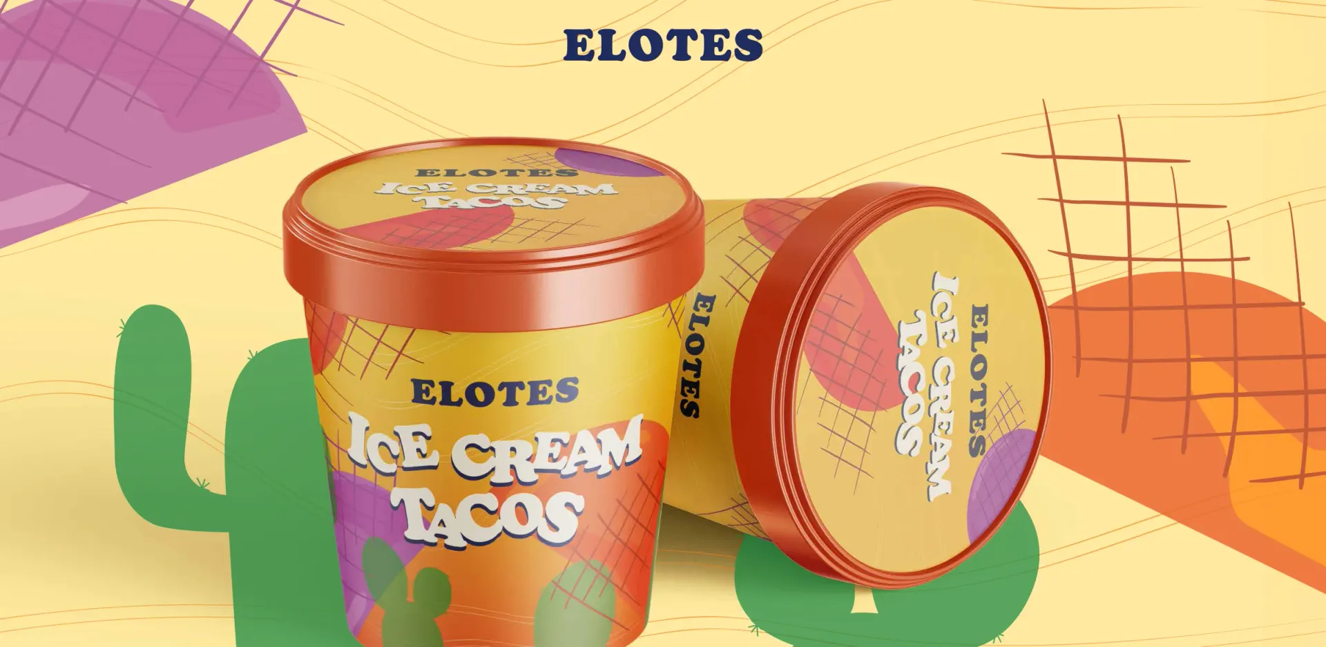 Elotes fruit-illustrated ice cream taco tub