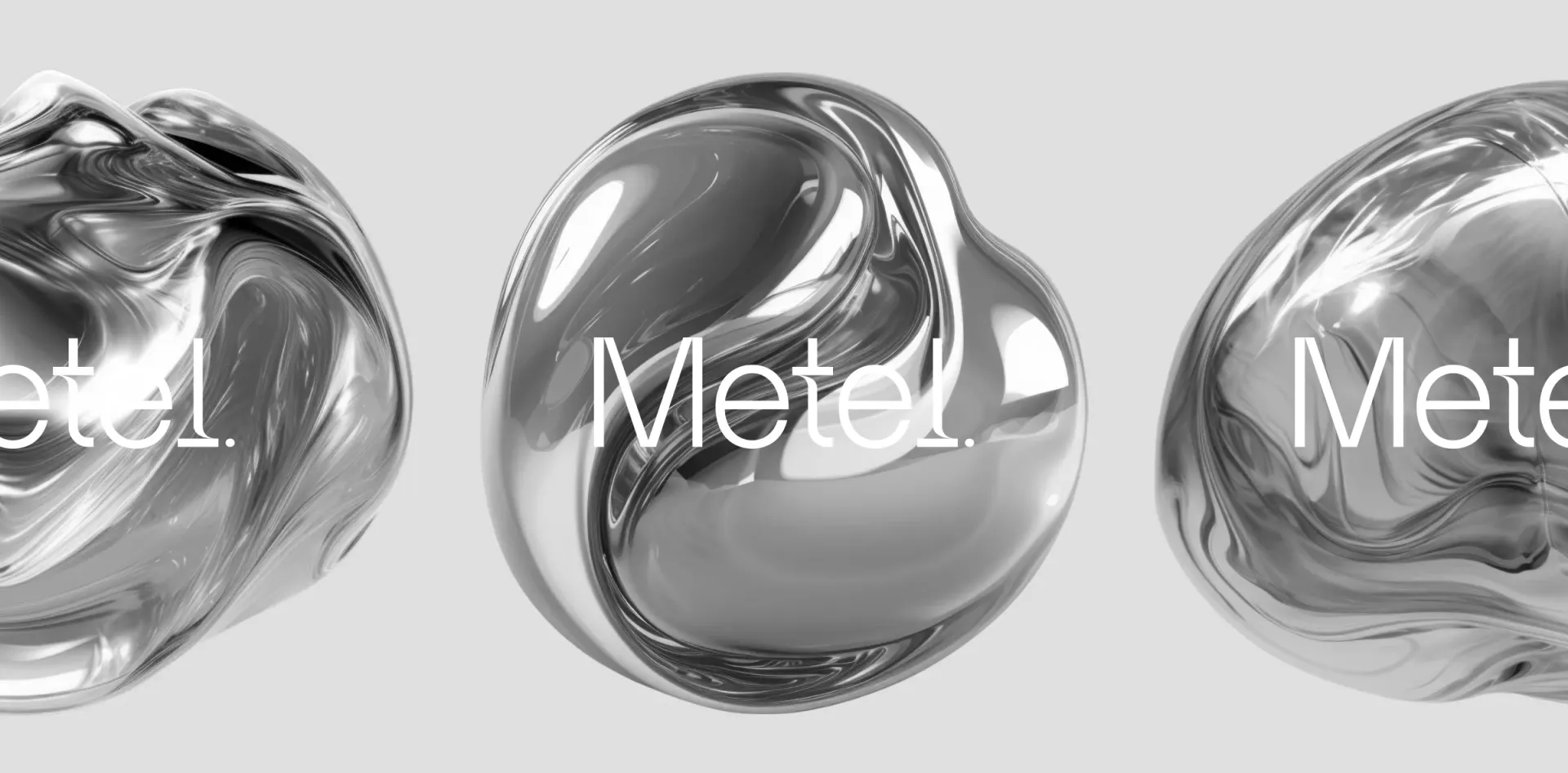 Fluid metallic brand forms with the Metel wordmark