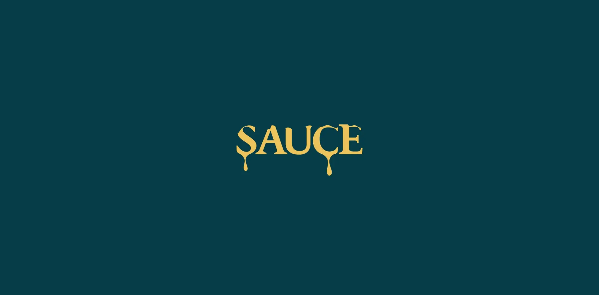 Sauce wordmark in yellow on dark teal
