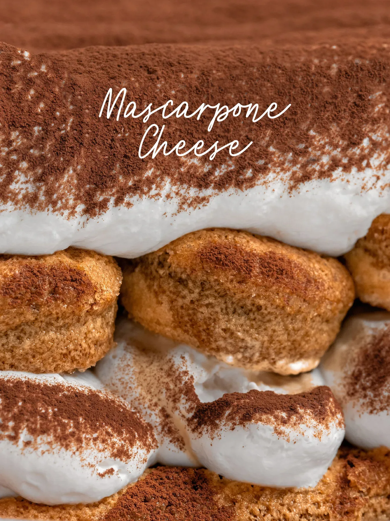 A tiramisu in close up, made with the mascarpone in the range.