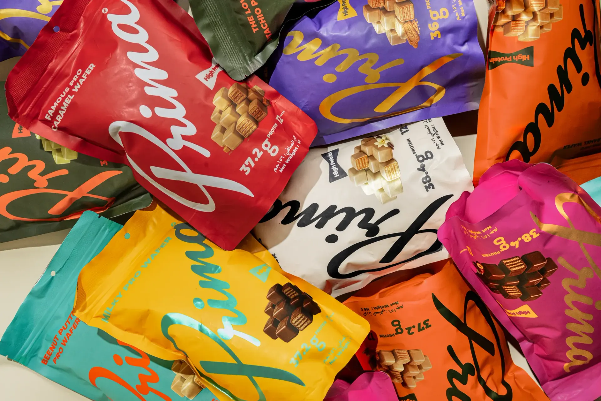 The range, piled up. Every flavour has its own colour and its own character.