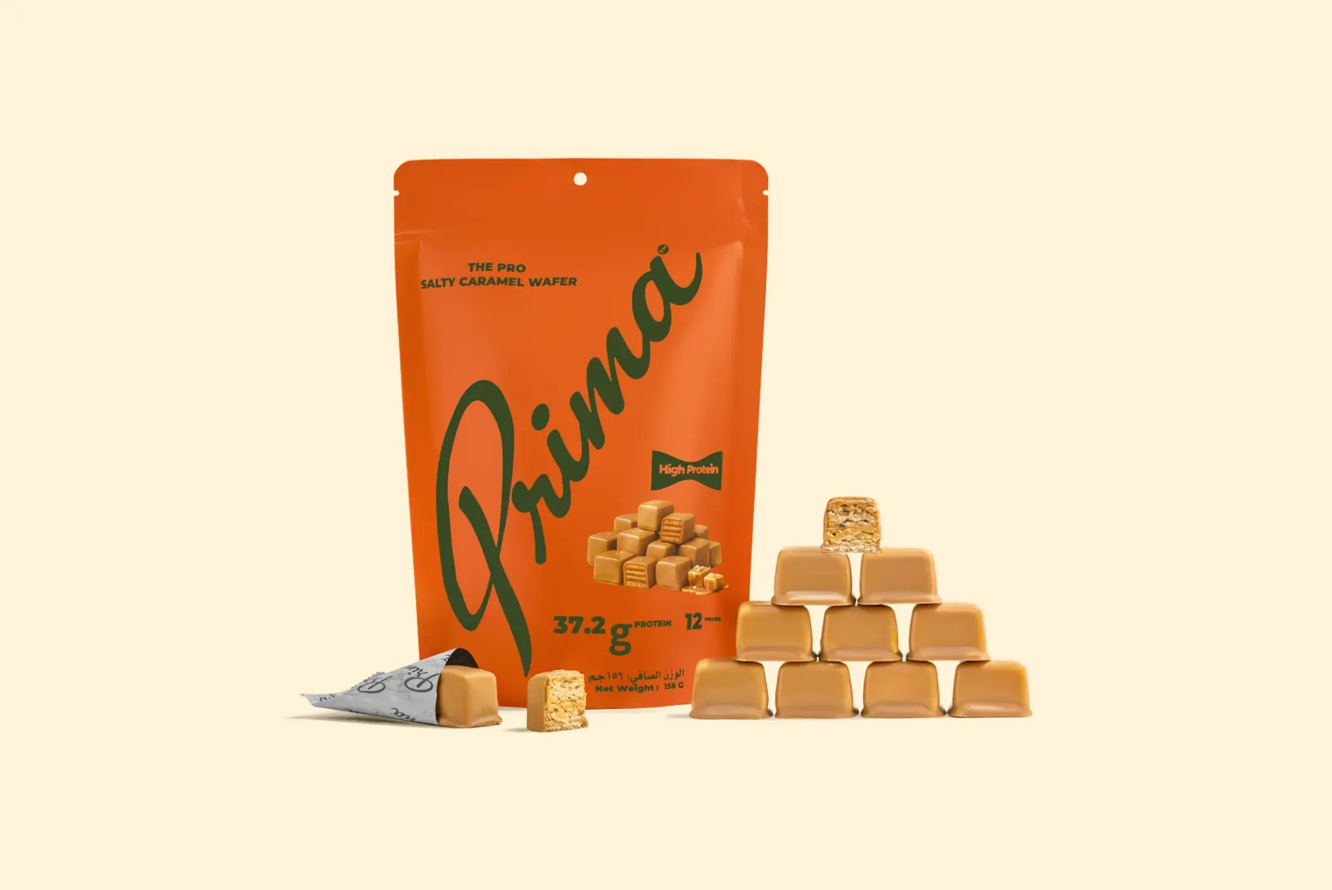Salty Caramel pro wafer, the flavour behind The Rebel. Pouch and wafer pyramid from the product set.