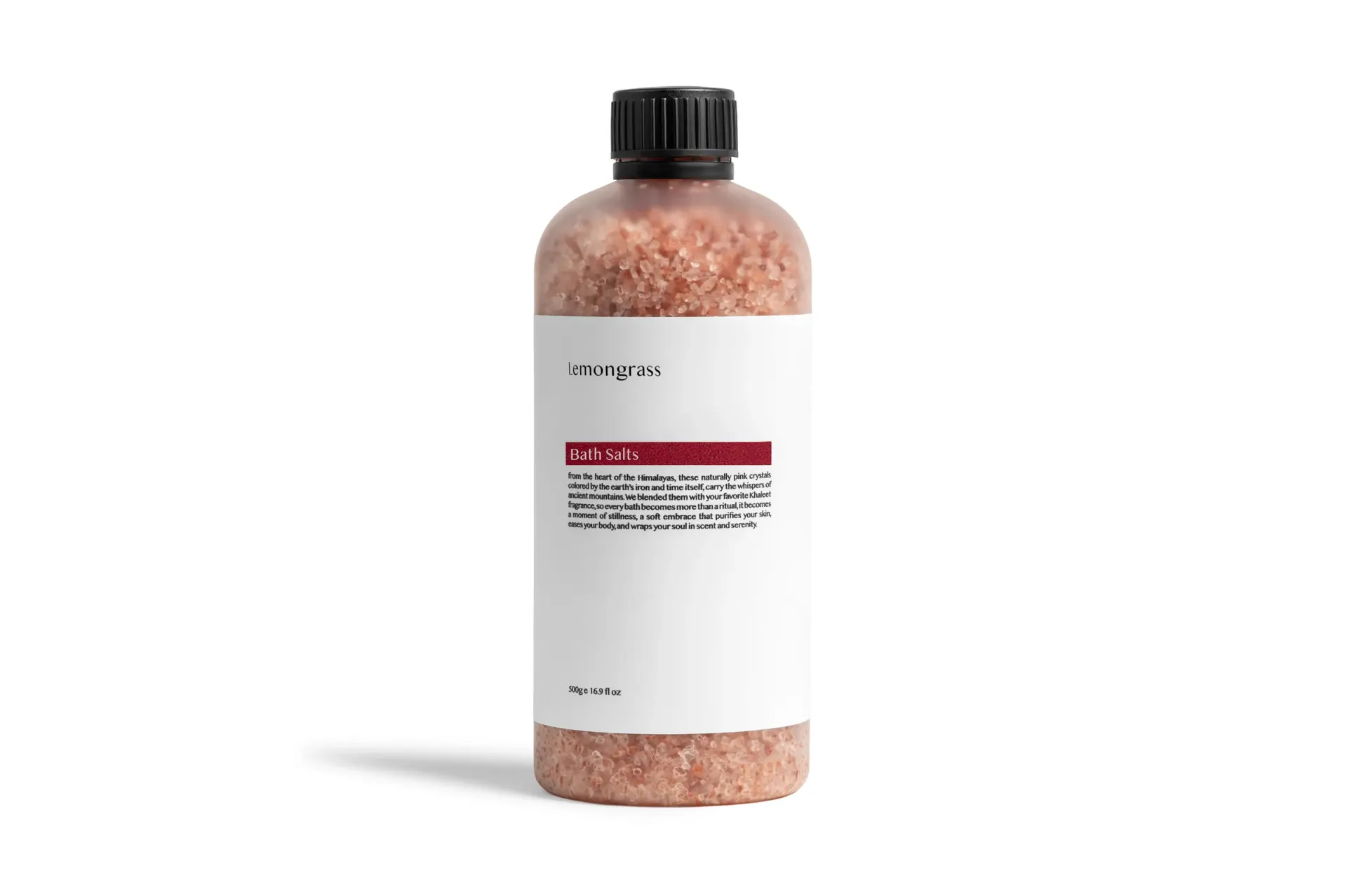 Khaleet: Lemongrass bath salts, product detail photography